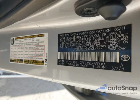 2011 Toyota Corolla from USA, damaged, VIN JTDBU4EE2B9143779